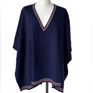 NWT House of Harlow 1960 Poncho Cape Cardigan V-Neck Navy Sweater One Size